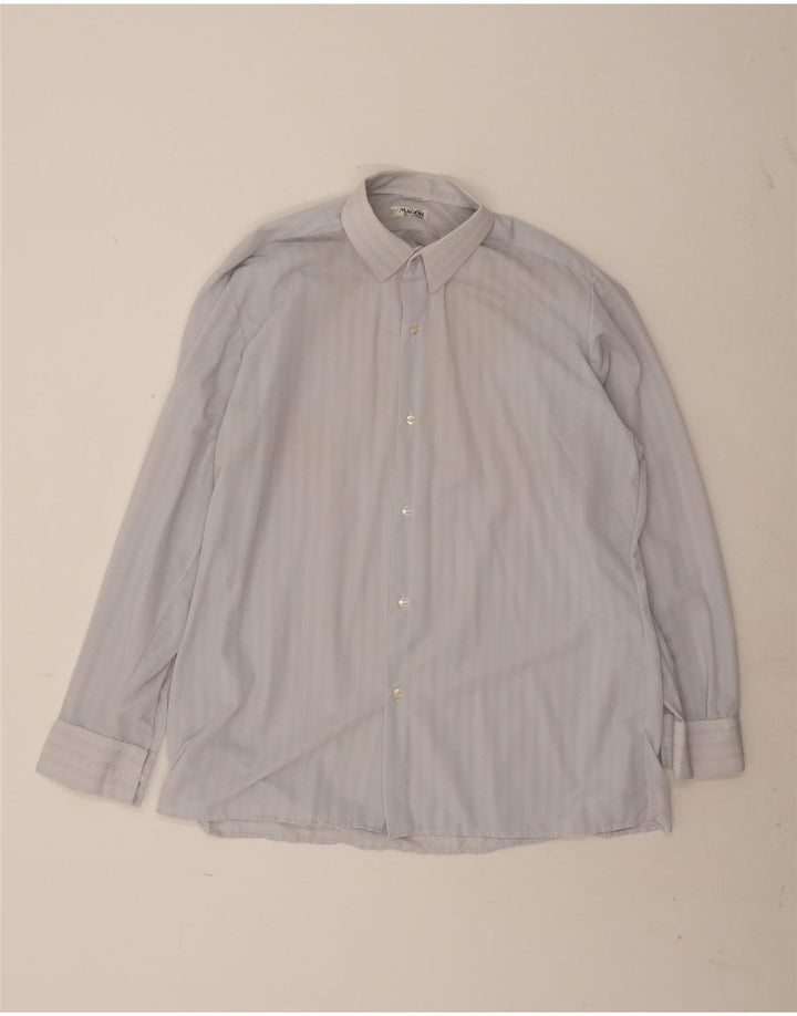 Camicia vintage da uomo taglia 42 in poliammide a righe blu grandi