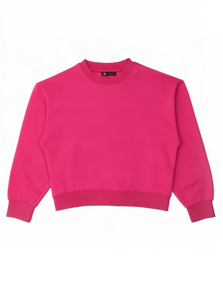 Felpa da donna Zara UK 14 poliestere rosa medio
