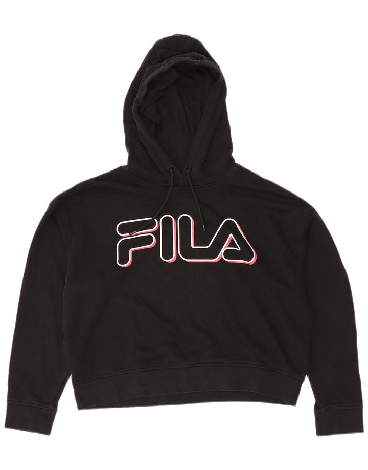 Maglione con cappuccio grafico oversize da donna FILA UK 10 piccolo cotone nero