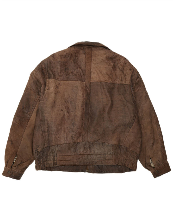 Giacca in pelle da uomo Pierce Arrow IT 56 3XL Pelle marrone