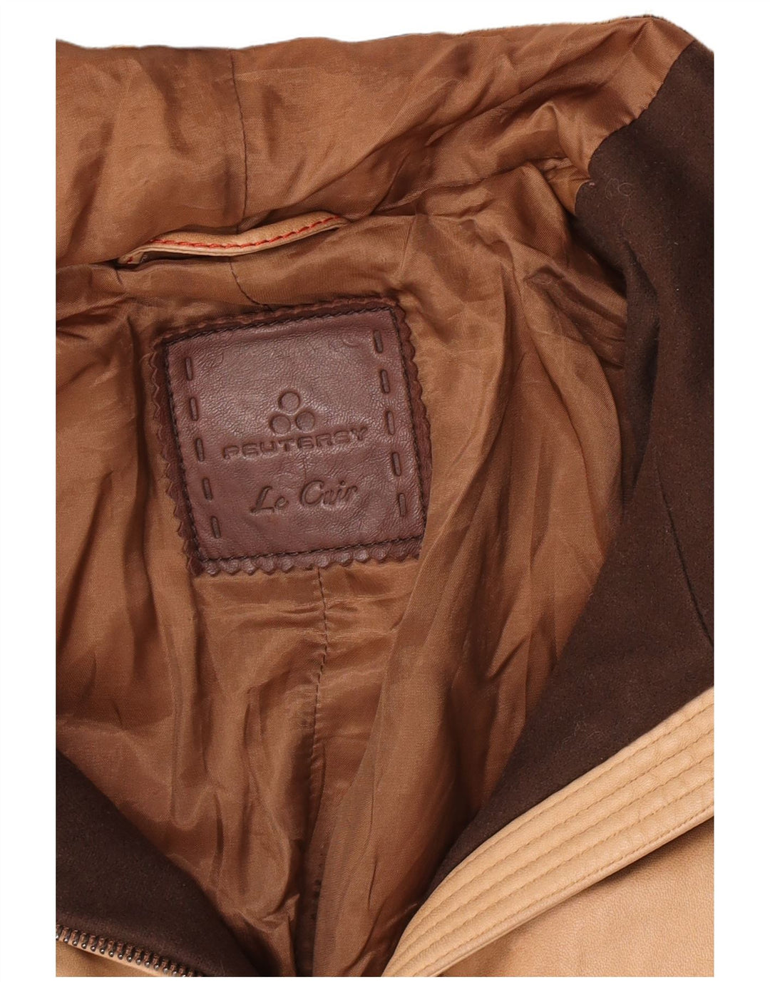 Giacca in pelle imbottita con cappuccio da donna PEUTEREY UK 10 piccola in pelle marrone