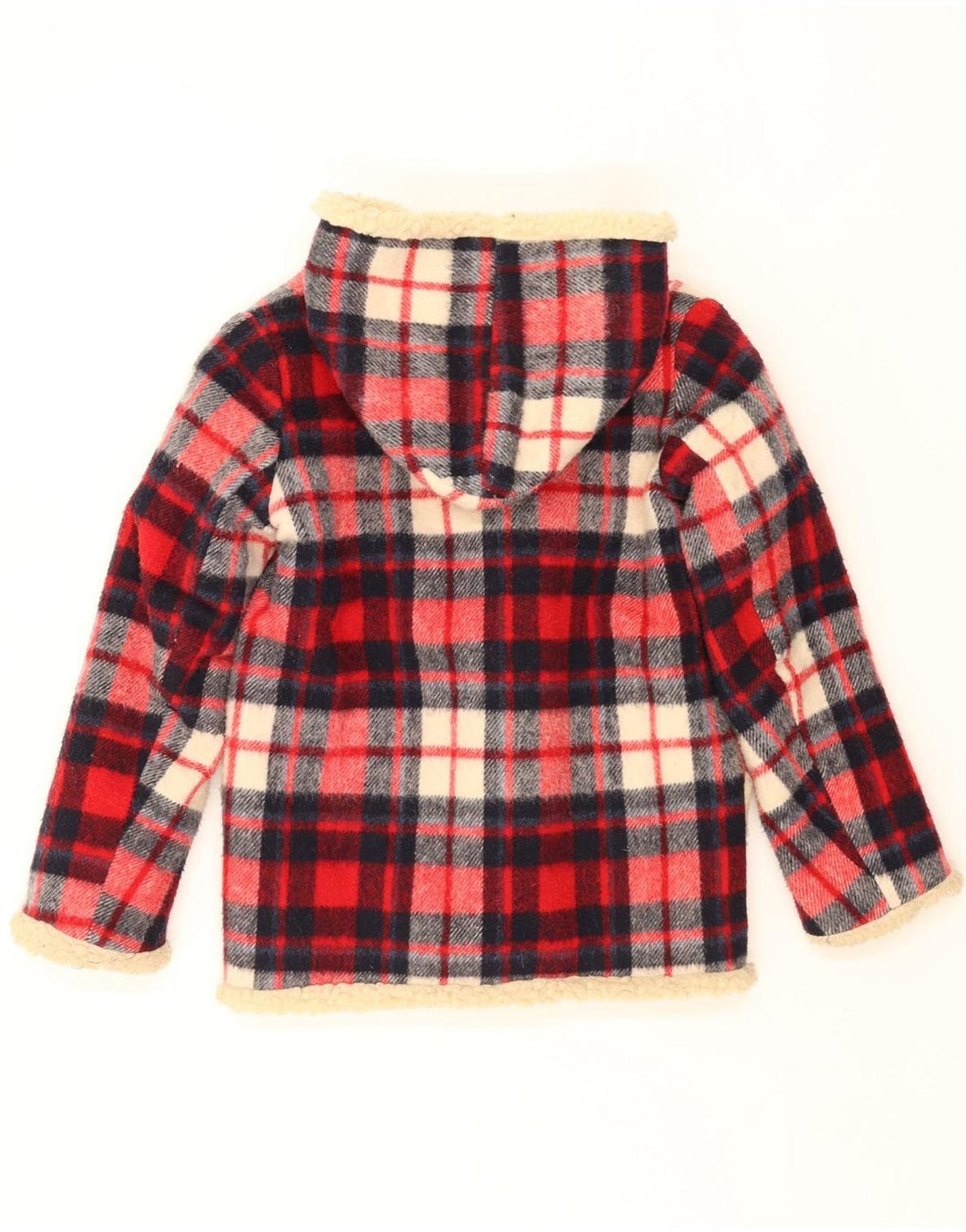 SIMONE Montgomery Sherpa per bambina con cappuccio 9-10 anni a quadri rossi