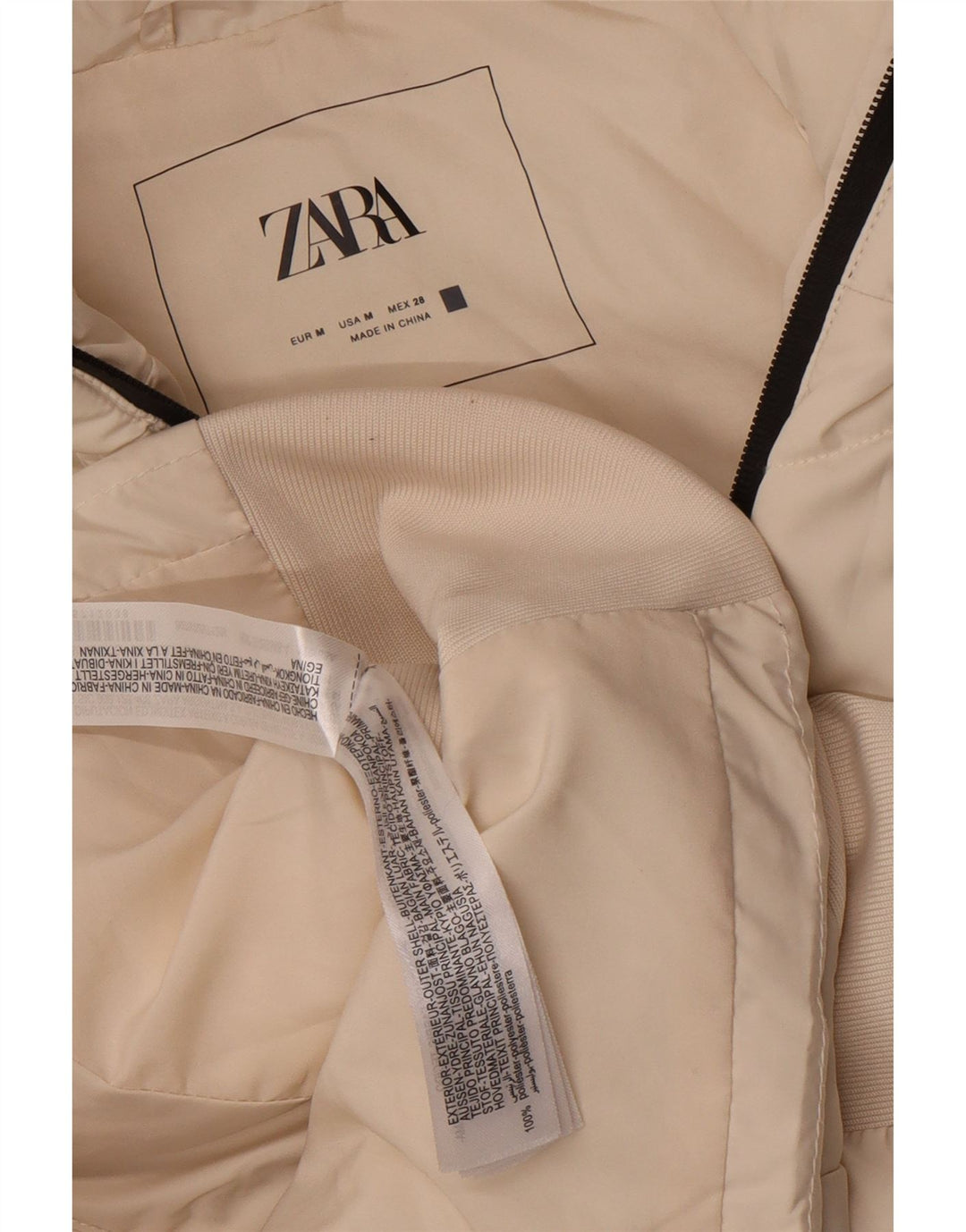 Gilet imbottito con cappuccio da donna Zara UK 12 medio poliestere bianco