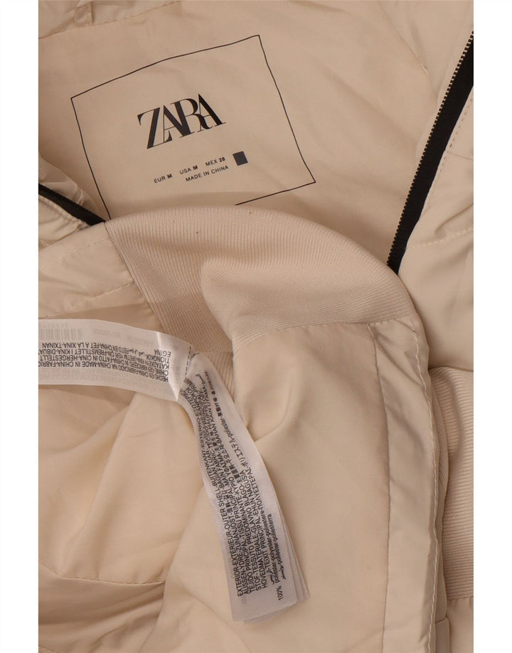Gilet imbottito con cappuccio da donna Zara UK 12 medio poliestere bianco