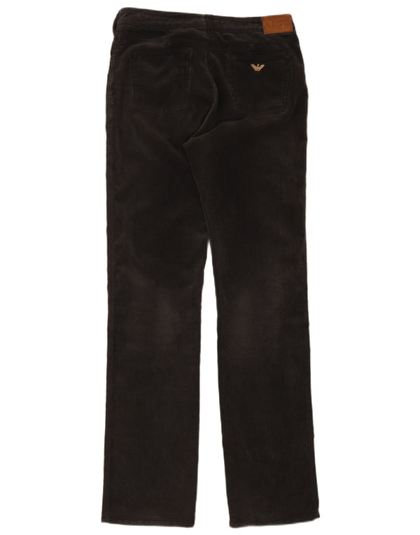 Pantaloni dritti in velluto a coste da donna Armani W31 L34 poliestere grigio