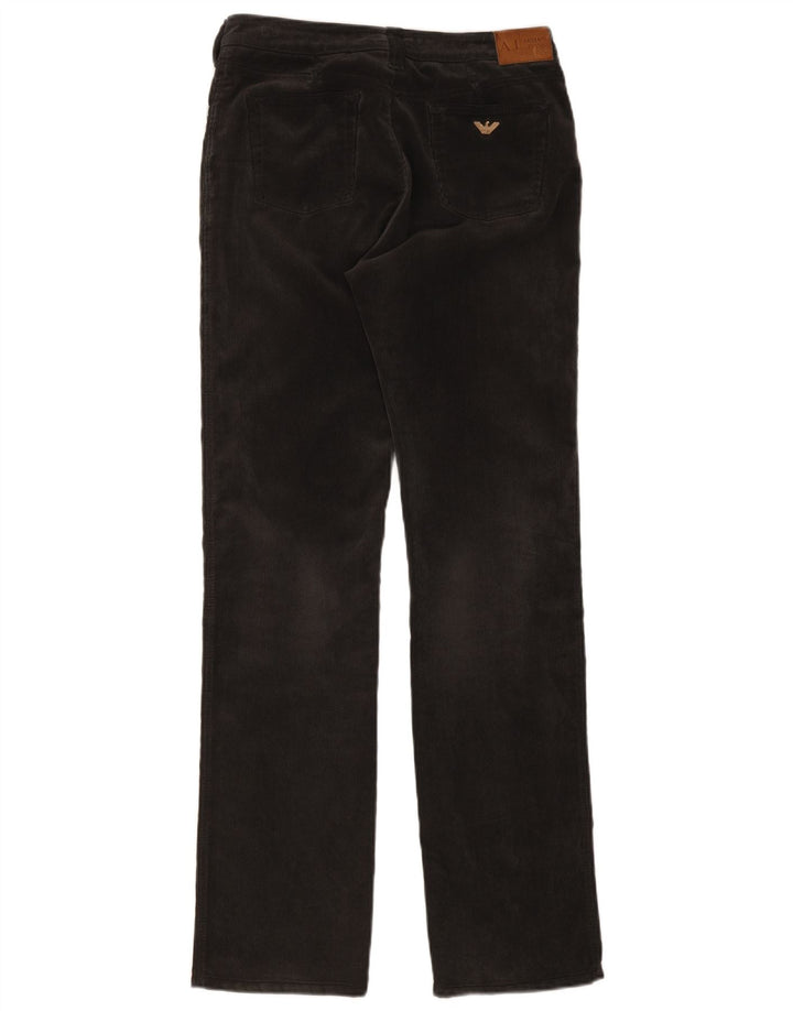 Pantaloni dritti in velluto a coste da donna Armani W31 L34 poliestere grigio