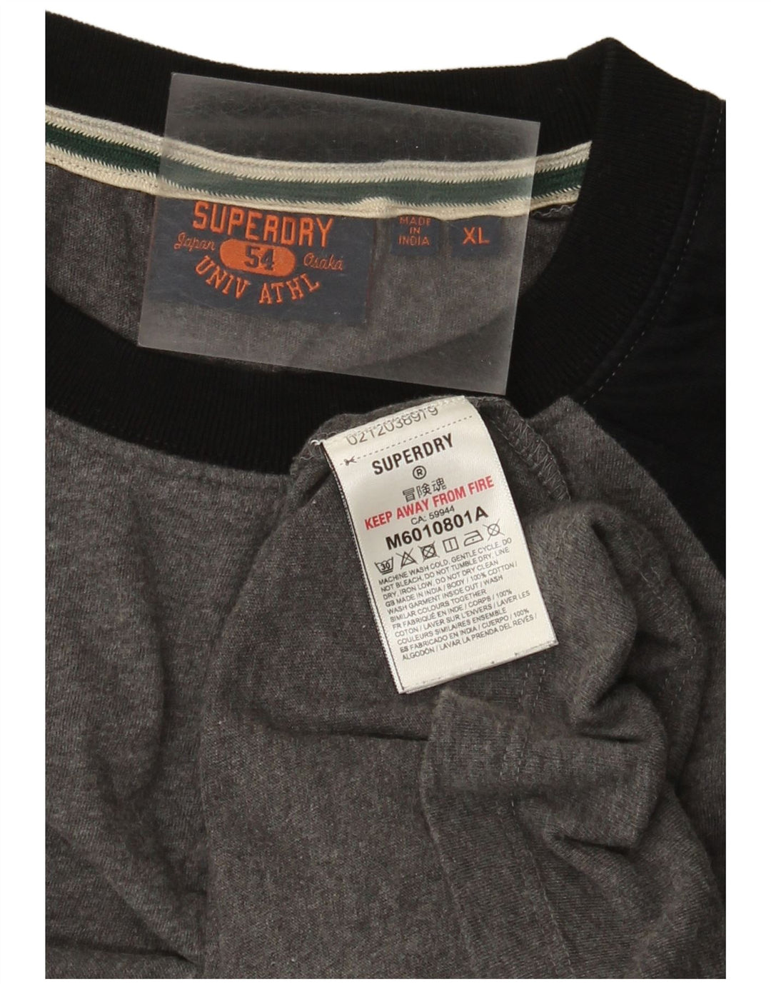 Top da uomo Superdry a maniche lunghe XL in cotone color block grigio