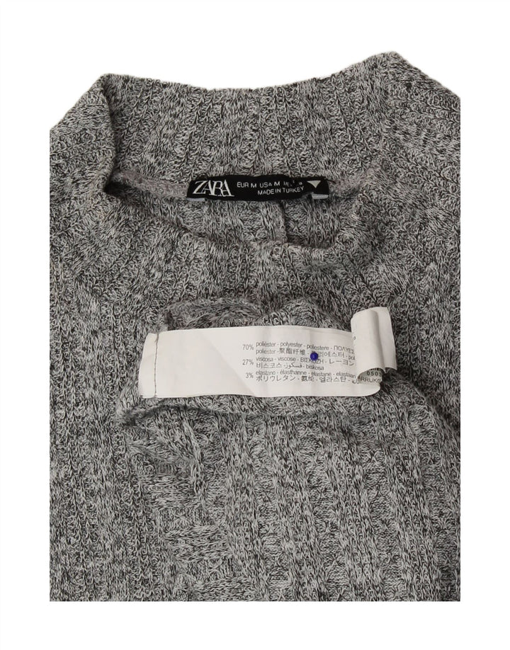 Abito maglione lungo maxi da donna Zara UK 12 Poliestere screziato grigio medio