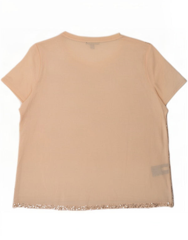 T-shirt con paillettes da donna Tommy Hilfiger Top UK 18 XL cotone rosa