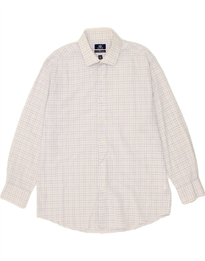 DOCKERS Mens Fitted Shirt Size 16-16 1/2 Large White Check Cotton Vintage Dockers and Second-Hand Dockers from Messina Hembry 