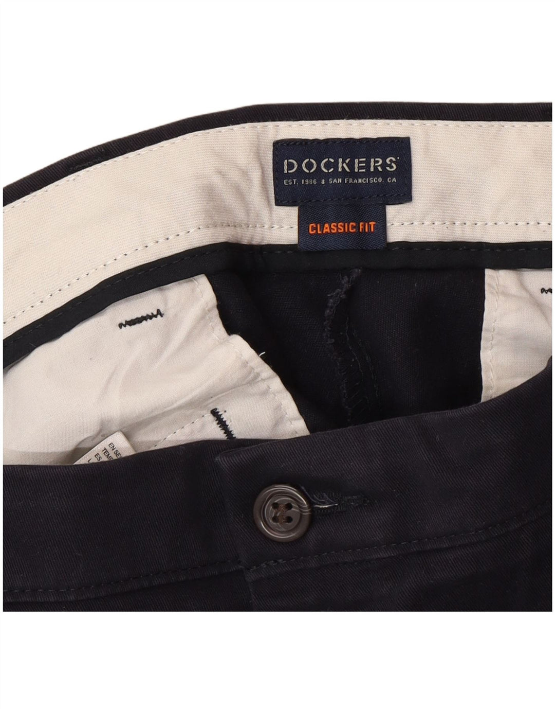 DOCKERS Pantaloni chino da uomo dalla vestibilità classica W34 L30 classico in cotone blu navy
