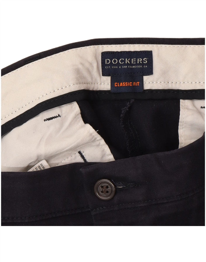 DOCKERS Pantaloni chino da uomo dalla vestibilità classica W34 L30 classico in cotone blu navy