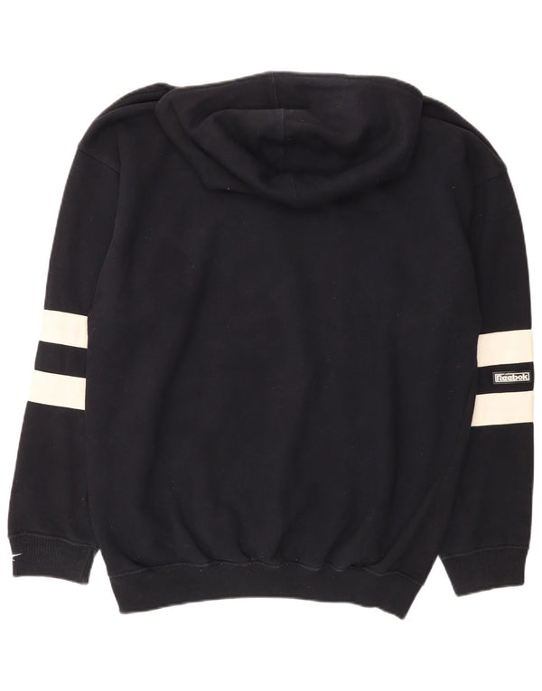 Felpa con cappuccio grafica da uomo Reebok, grande, in cotone color block nero