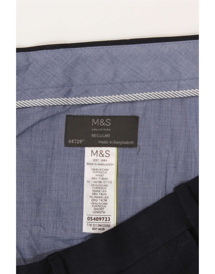 Pantaloni corti normali da uomo Marks & Spencer W44 L26 poliestere blu navy