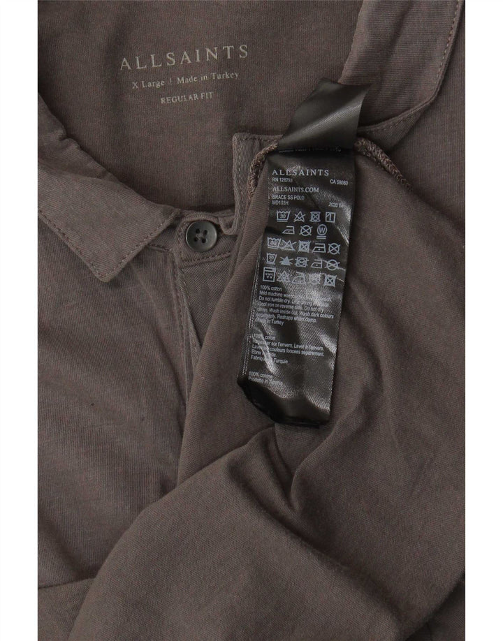Polo da uomo vestibilità regolare All Saints XL in cotone grigio