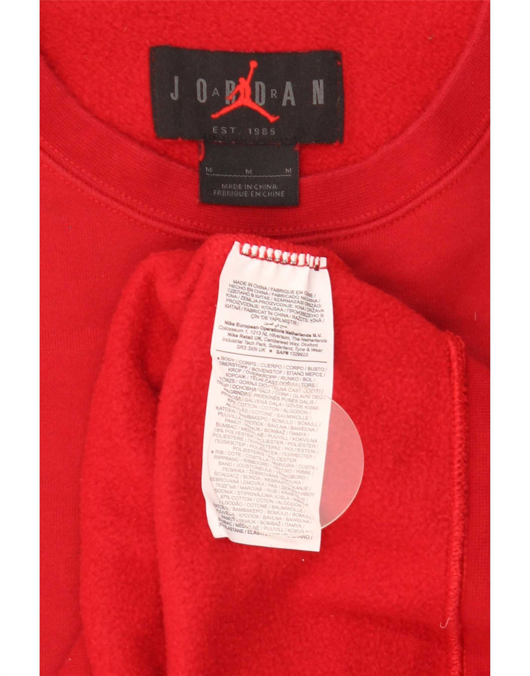 Felpa Jordan Uomo Maglione Medio Rosso Cotone