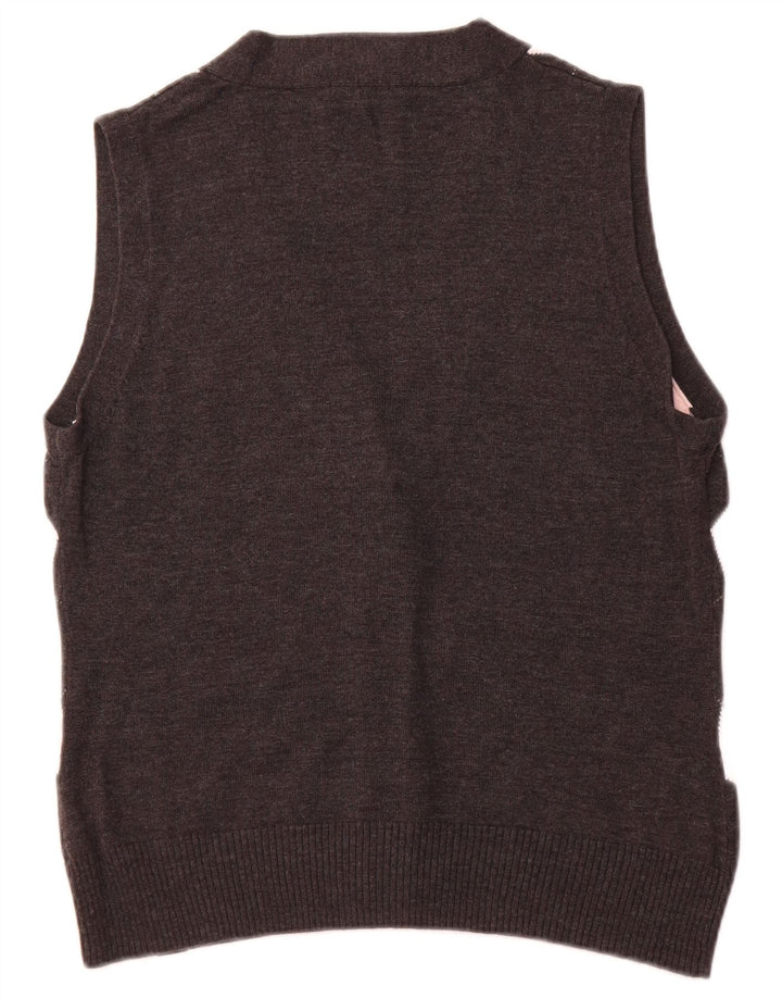 TOM TAILOR Maglione cardigan corto da donna UK 18 XL Nero Argyle/Diamante