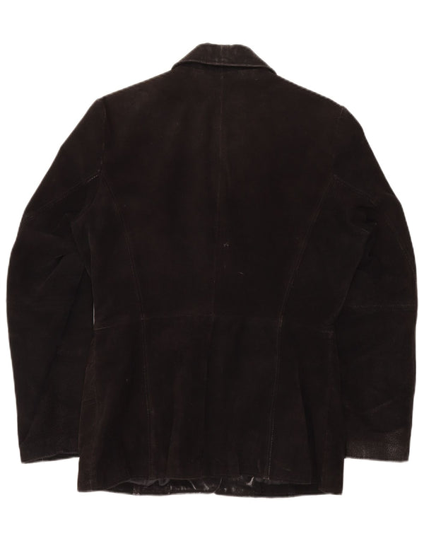 Giacca blazer in pelle scamosciata da donna a 3 bottoni GYPSY UK 14 pelle nera media