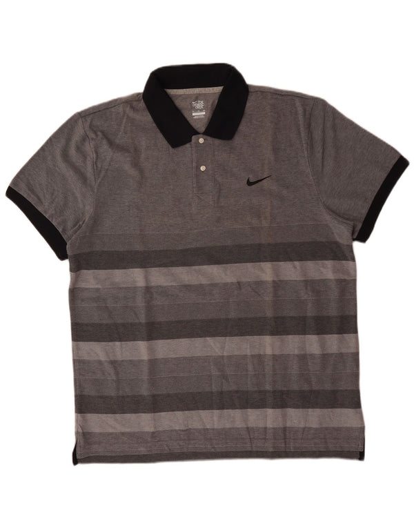 Polo Nike da uomo XL in cotone a righe grigie