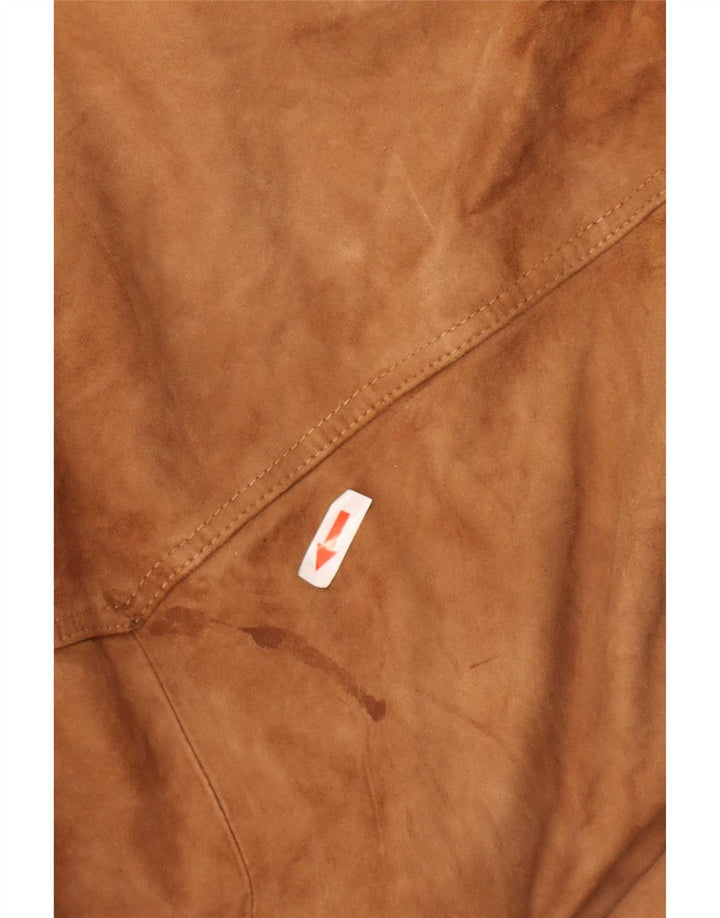 Yorn Soprabito oversize in pelle scamosciata da donna EU 40 Pelle marrone medio