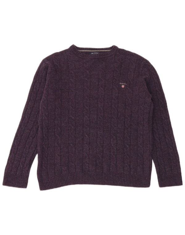 Gant Maglione girocollo da uomo in lana d'agnello viola medio