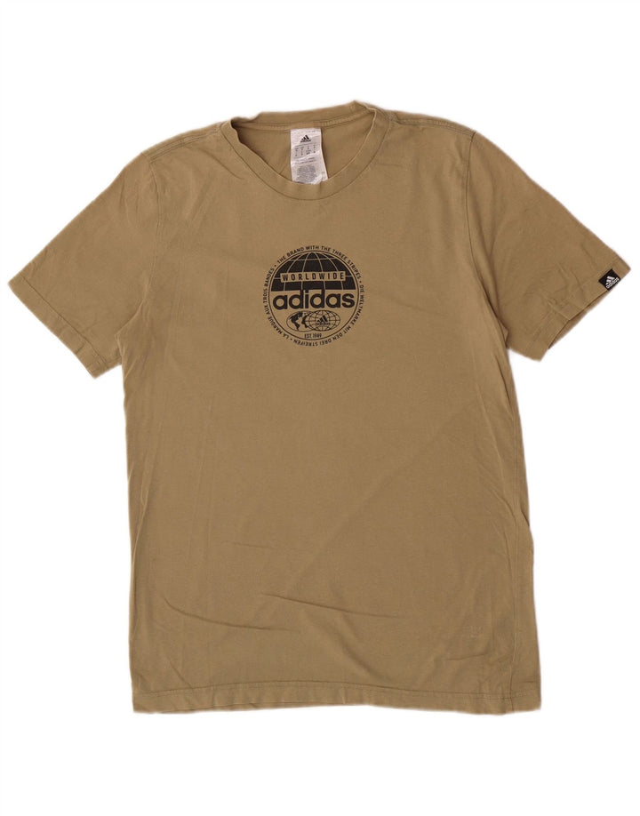 T-shirt grafica regolare da uomo Adidas Small in cotone kaki