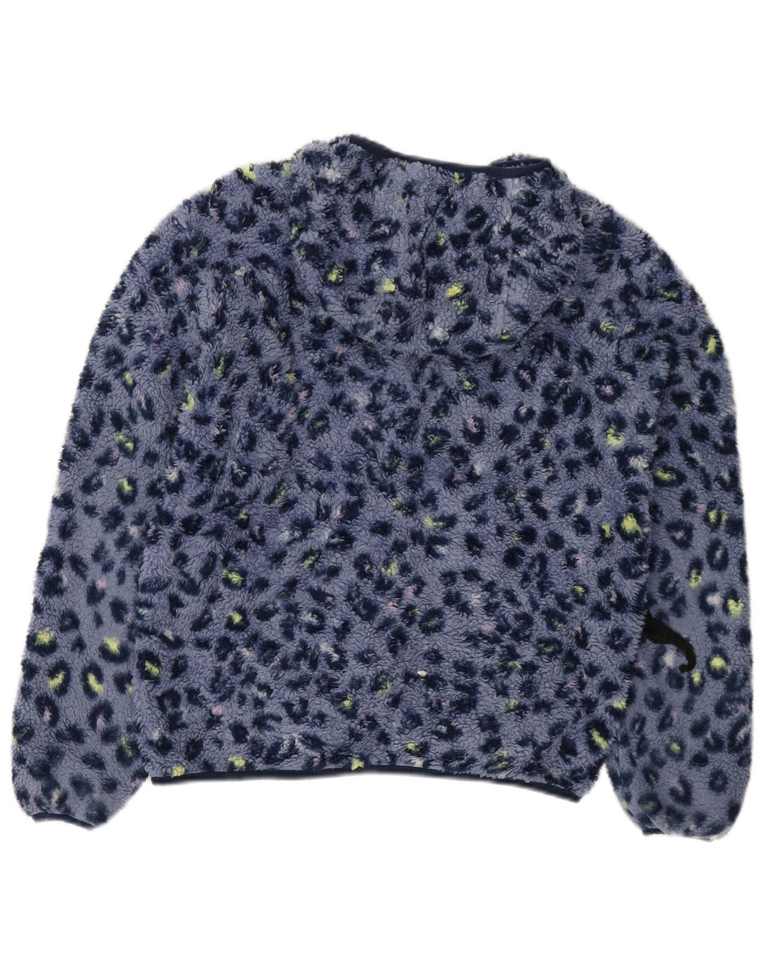 EDDIE BAUER Giacca in pile con cappuccio per ragazze 13-14 anni Grande stampa animalier blu