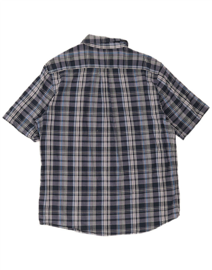 Camicia Woolrich da uomo a maniche corte, vestibilità regolare, grande cotone scozzese blu