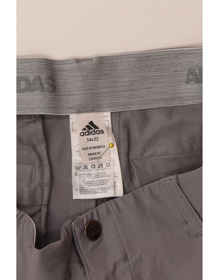 Pantaloni chino slim da uomo Adidas W34 L32 poliestere grigio