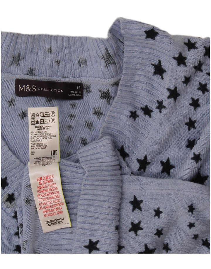 Maglione da donna con scollo a V con motivo astratto Marks & Spencer UK 12 medio