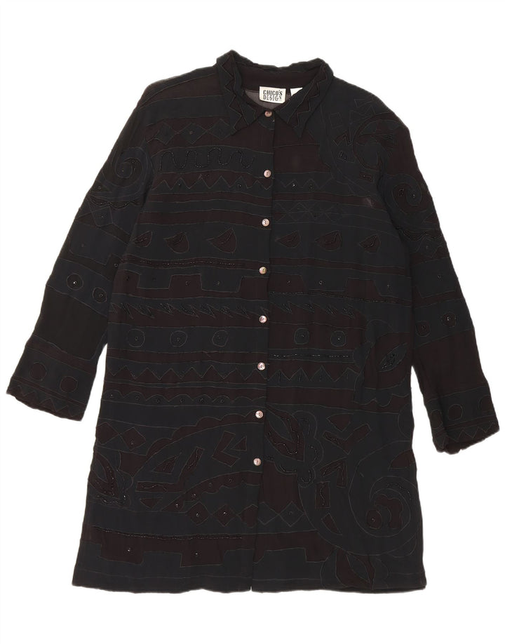 Abito chemisier da donna di Chico UK 14 Rayon geometrico nero medio