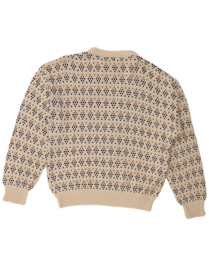 Maglione maglione girocollo da uomo Eddie Bauer grande cotone maculato bianco sporco