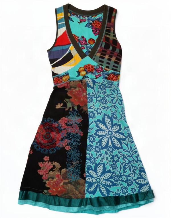 Desigual Abito da donna a linea A con grafica UK 12 Medio multicolore floreale