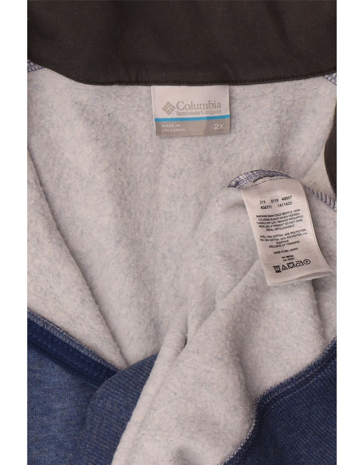 Felpa Columbia da uomo con zip e collo, 2XL, cotone blu