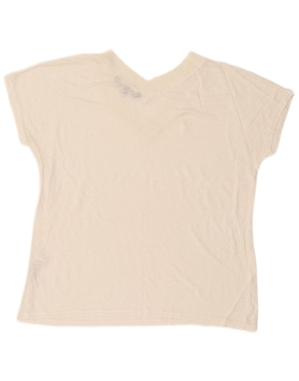T-shirt corta da donna French Connection Top UK 10 piccolo lino bianco sporco