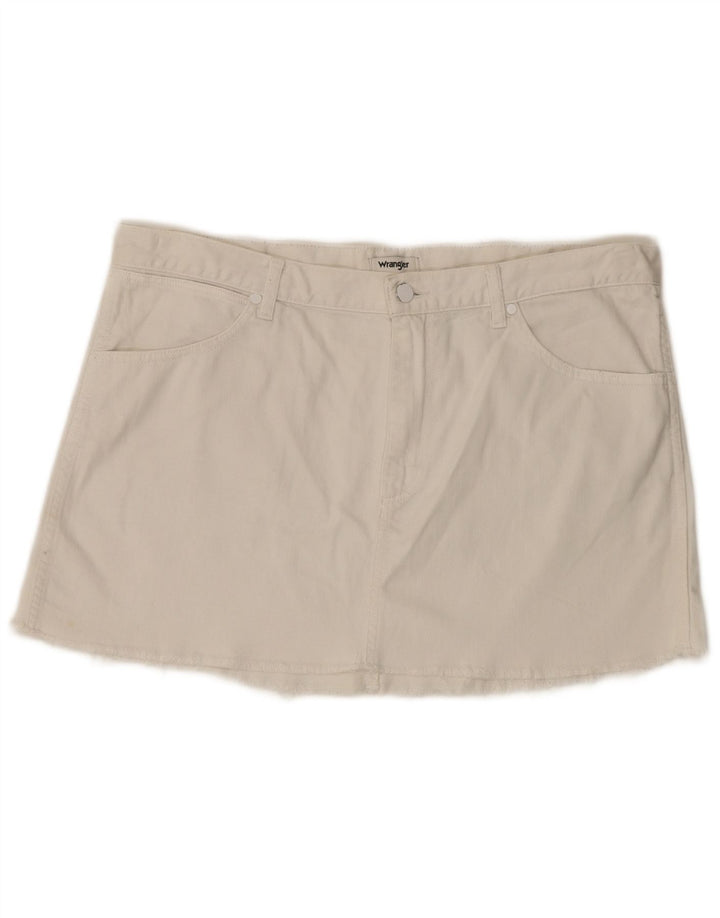 Mini gonna di jeans da donna Wrangler grande W36 in cotone bianco
