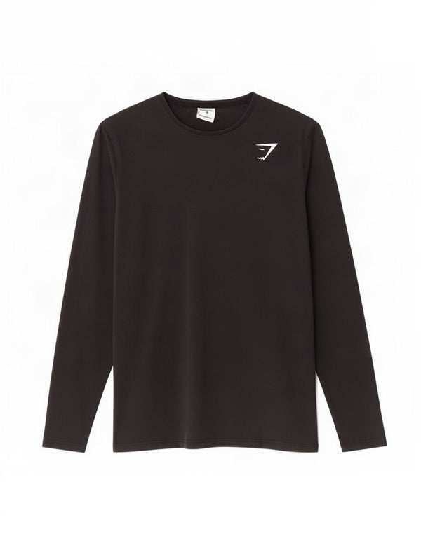 Gymshark Top da uomo a maniche lunghe in cotone nero medio