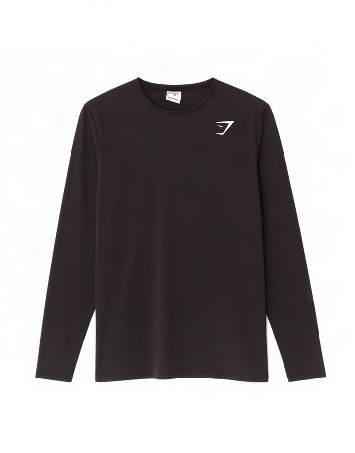 Gymshark Top da uomo a maniche lunghe in cotone nero medio