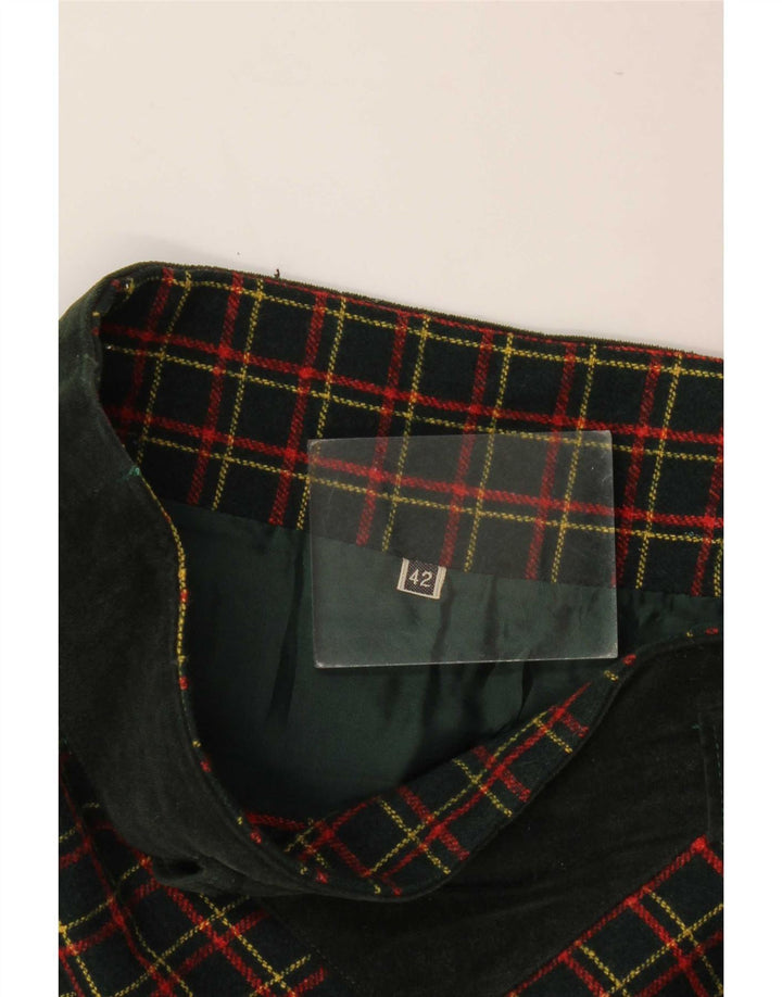 Gonna a trapezio da donna vintage IT 42 media W26 a quadri verdi