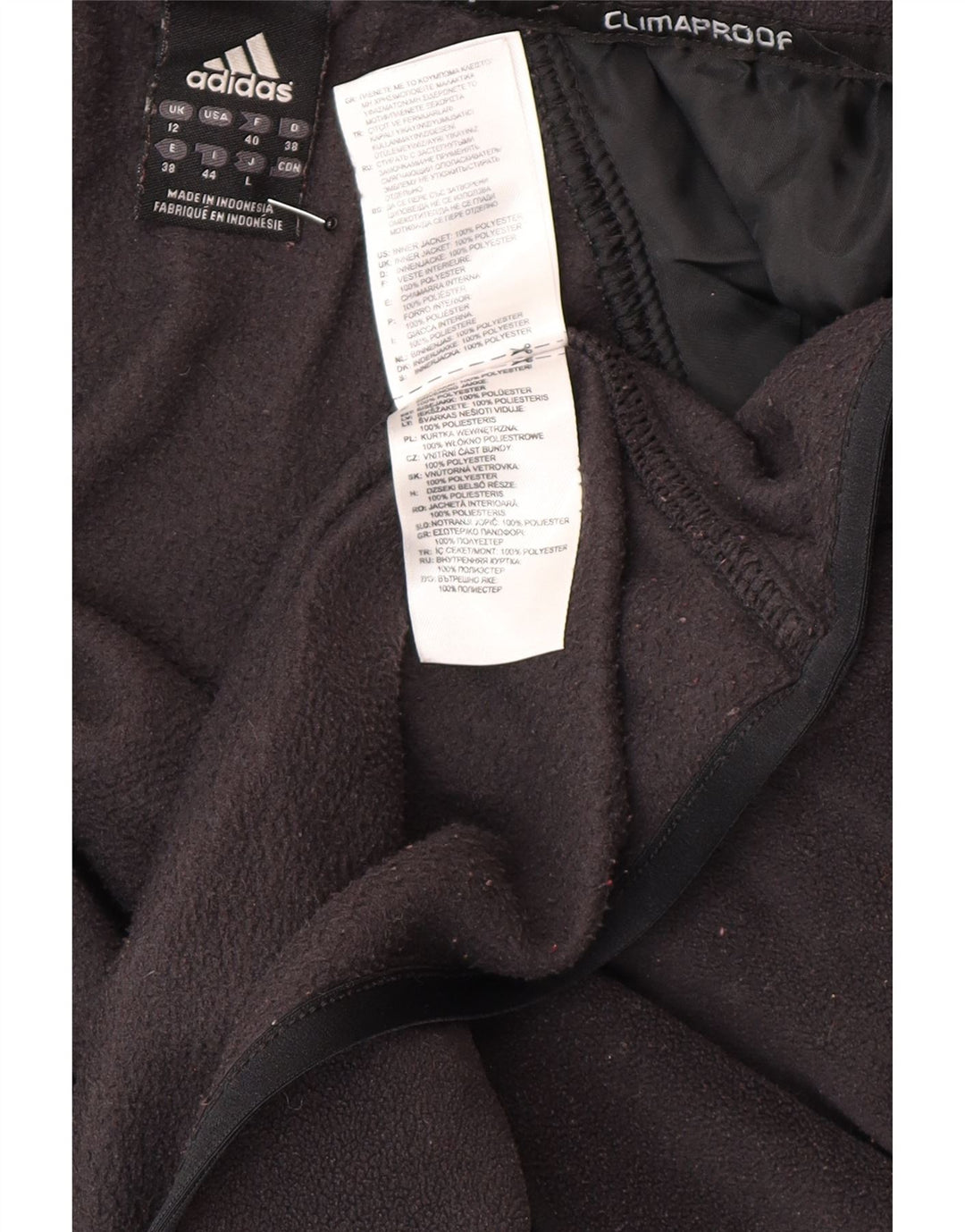 Giacca in pile Adidas Clima Proof da donna UK 12 Medium Nero Poliestere