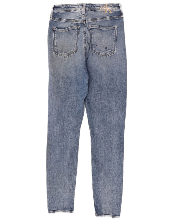 Jeans skinny a vita alta da donna Calvin Klein W29 L30 cotone blu