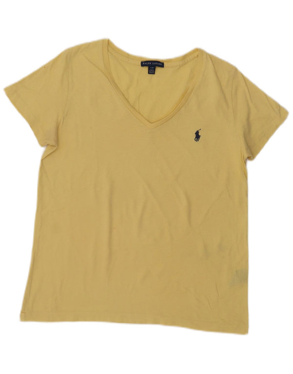 T-shirt da donna Ralph Lauren Top UK 14 grande cotone giallo
