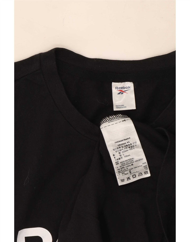 T-shirt grafica da uomo Reebok Top grande in cotone nero