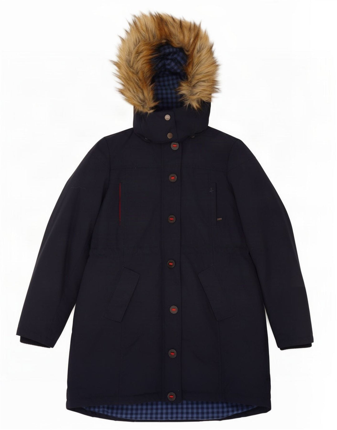Cappotto imbottito con cappuccio da donna Fat Face UK 14 Nylon medio blu navy