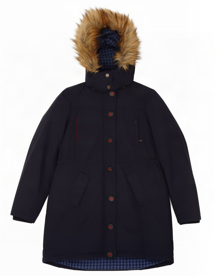Cappotto imbottito con cappuccio da donna Fat Face UK 14 Nylon medio blu navy