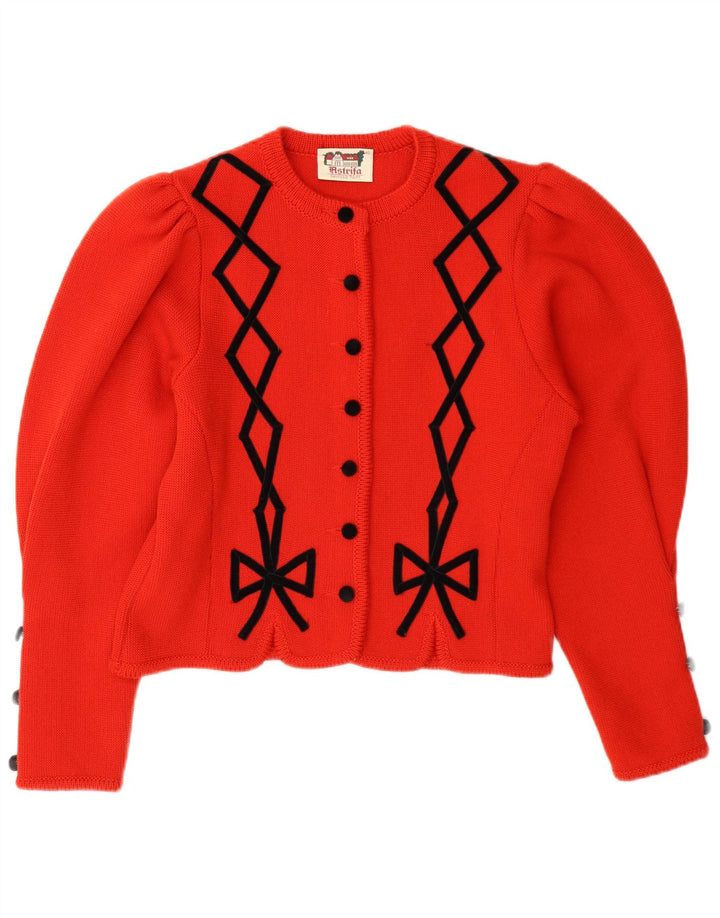 Maglione cardigan corto da donna Astrifa EU 40 Lana geometrica rossa media
