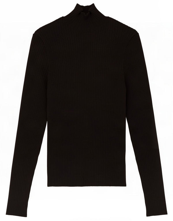Zara Top da donna slim fit a maniche lunghe UK 14 Large Nero Viscosa