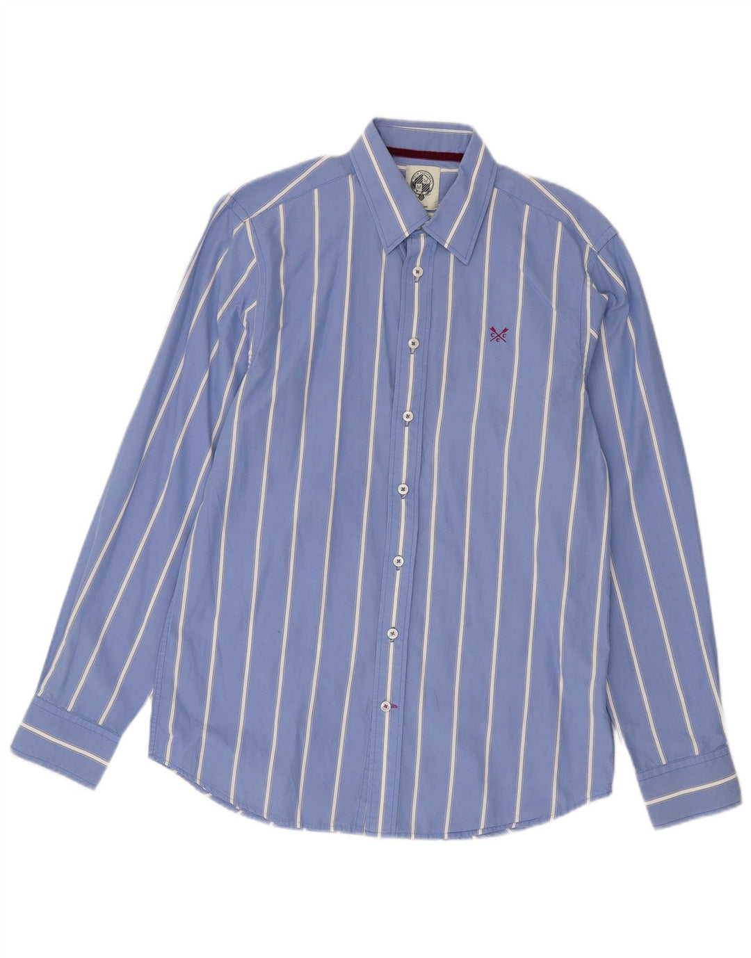 Crew Clothing Camicia da uomo su misura in cotone a righe blu medio