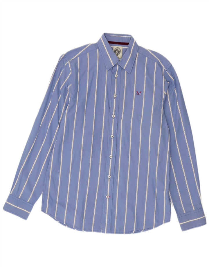 Crew Clothing Camicia da uomo su misura in cotone a righe blu medio