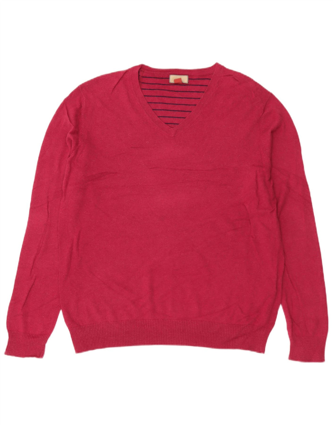Maglione da uomo con scollo a V John Lewis in cotone rosso medio